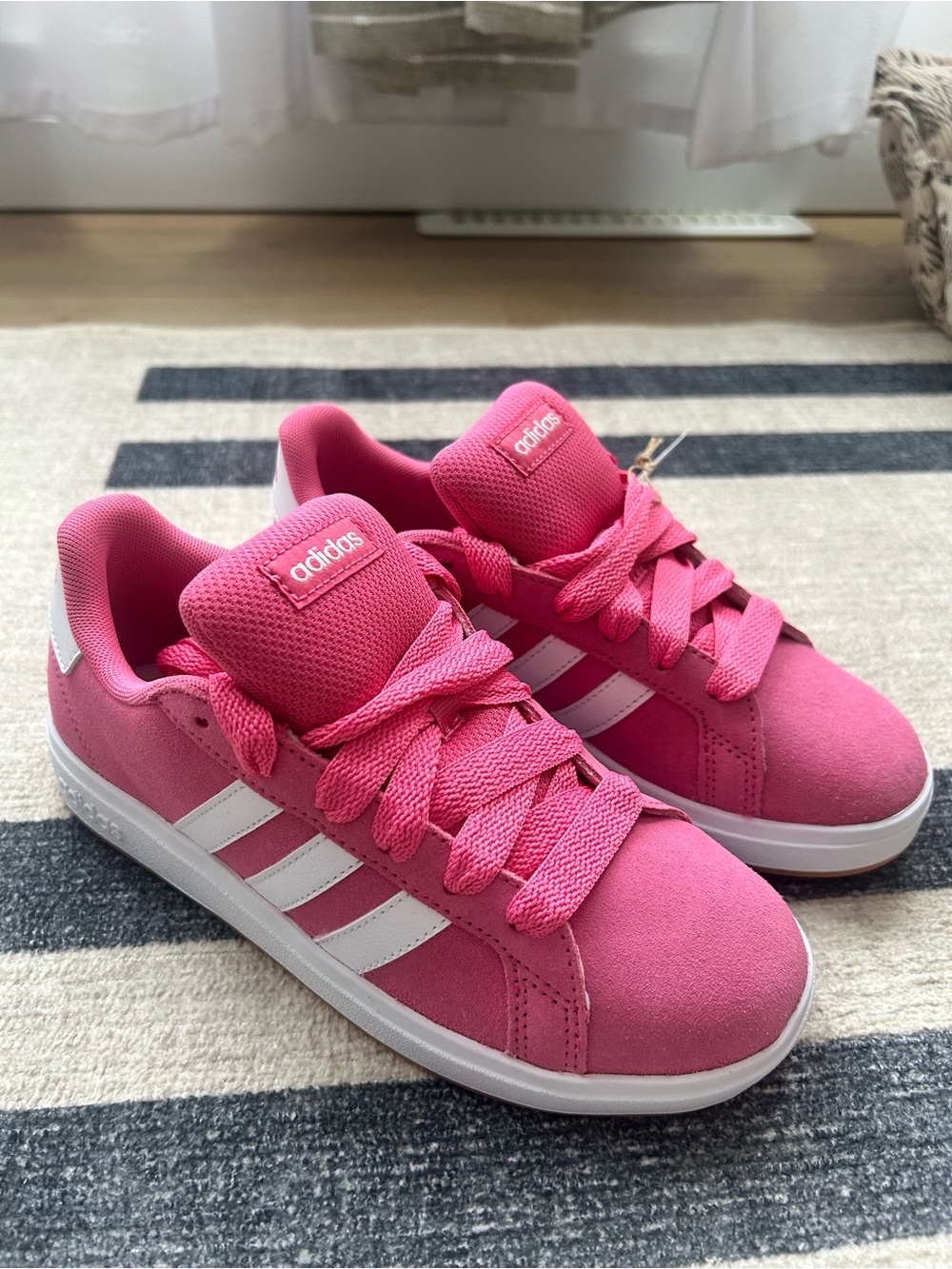 adidas Kids Pink and White Low-Top Sneakers